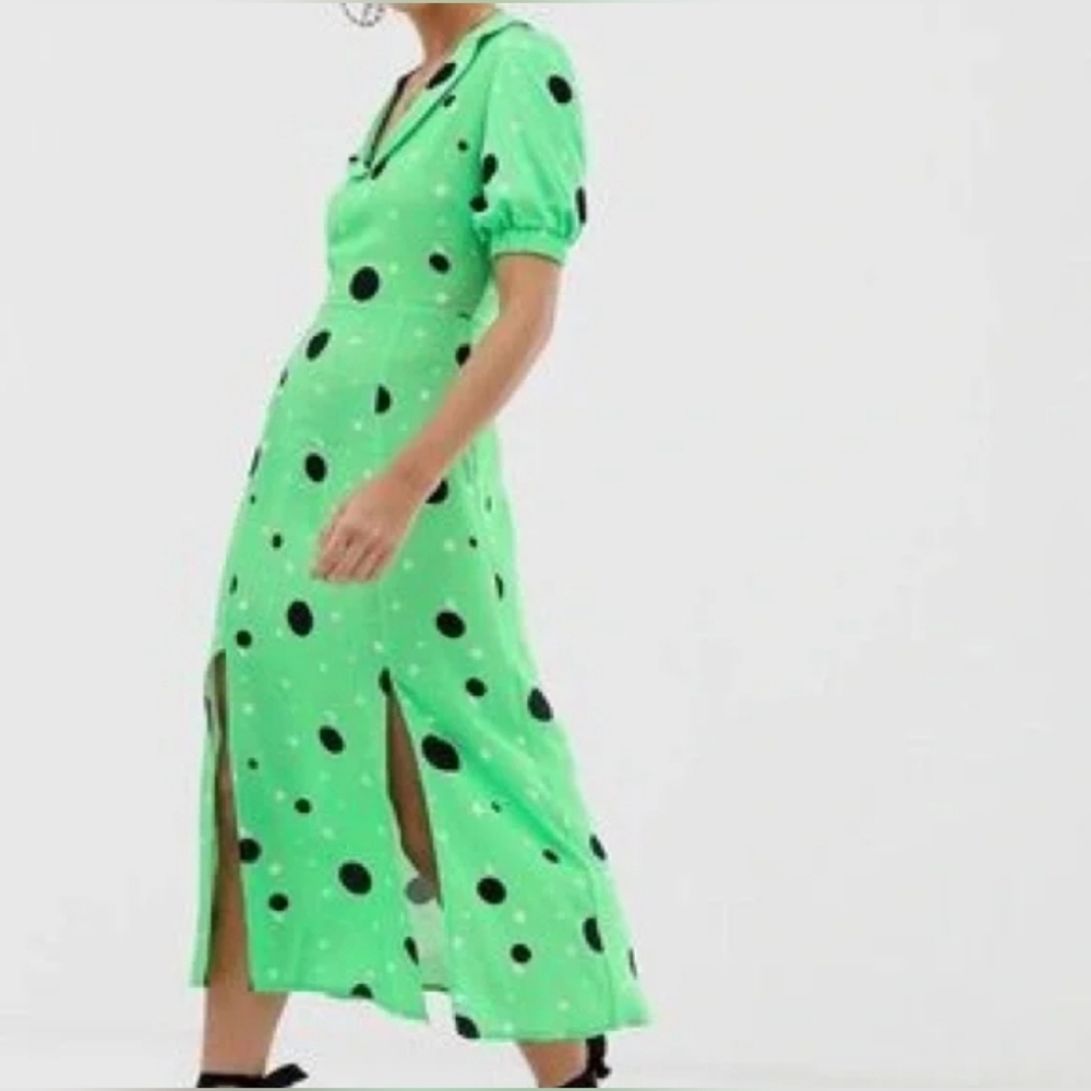 Reclaim Vintage Spot Daisy Midi Tea Dress sz 8
